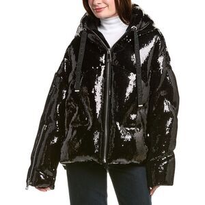 Khrisjoy Womens  Khris Scale Sequin Puffer Jacket, Black